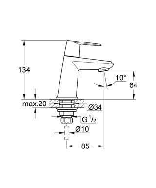 Смеситель для раковины Grohe Eurodisc Cosmopolitan 23051 002 купить в интернет-магазине сантехники Sanbest