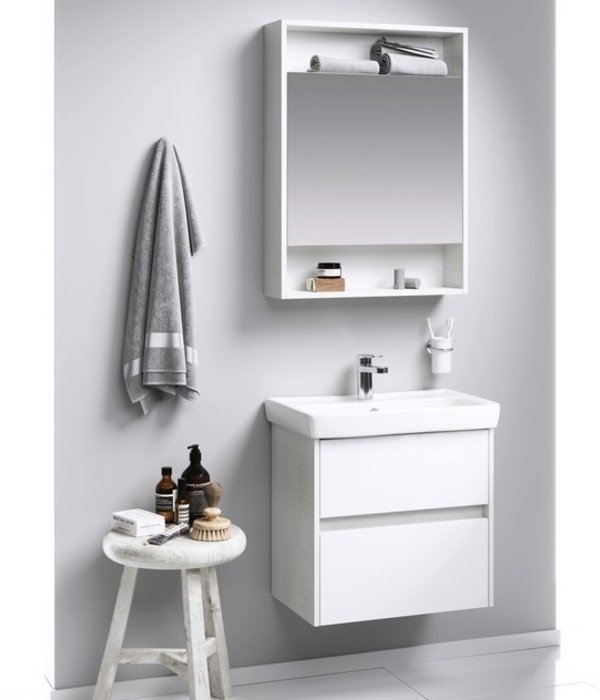 Зеркальный шкаф Aqwella City 60 белый в ванную от интернет-магазине сантехники Sanbest