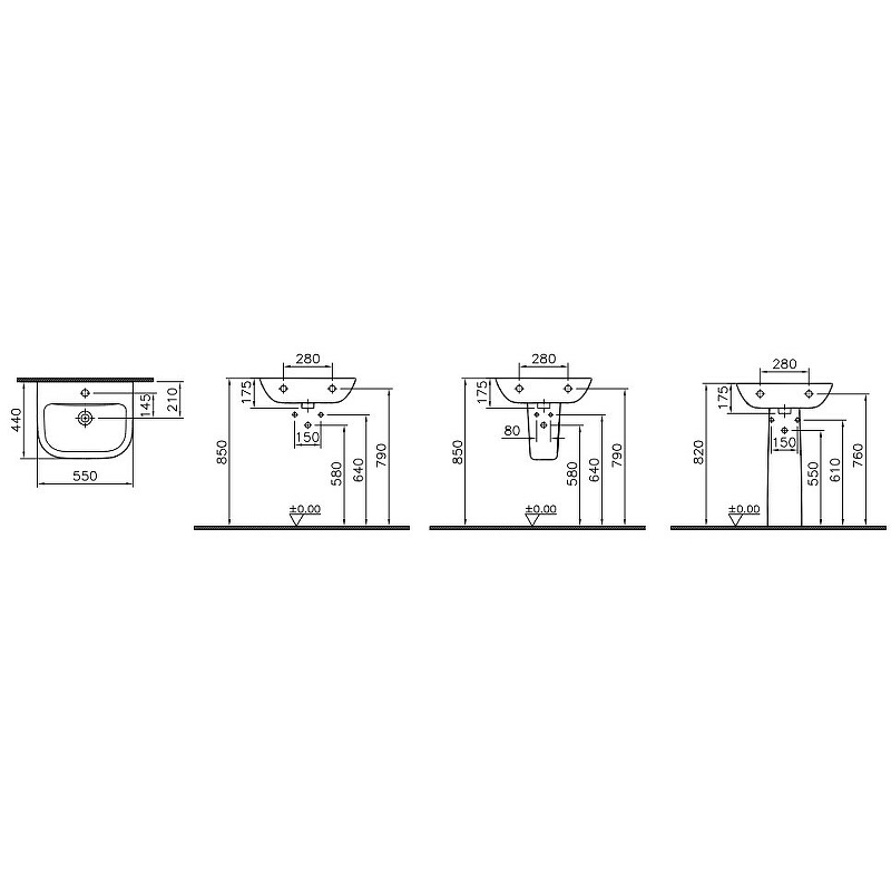 Раковина на пьедестале Vitra S20 55 белая купить в интернет-магазине Sanbest