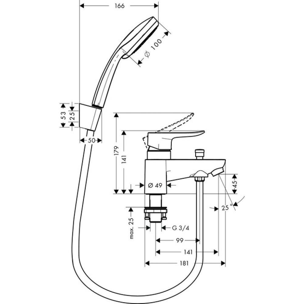 Смеситель для ванны Hansgrohe Metris 31422000 купить в интернет-магазине сантехники Sanbest