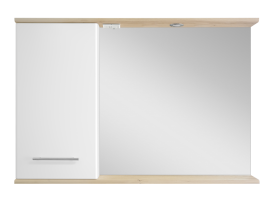 Зеркало со шкафом Misty Респект 118 Белый/светлое дерево в ванную от интернет-магазине сантехники Sanbest