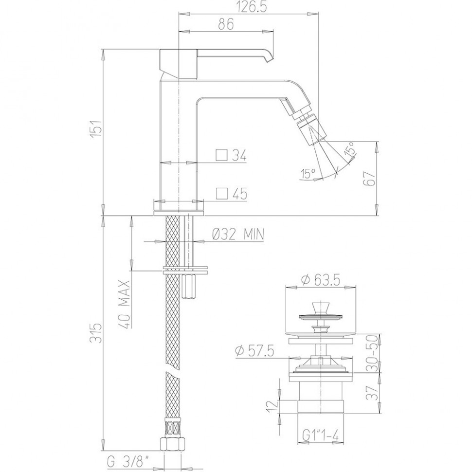 Смеситель для биде PAINI Q 19CR306ESR хром купить в интернет-магазине сантехники Sanbest