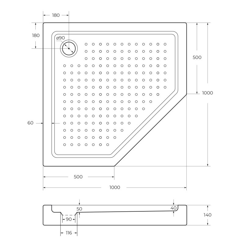 Душевой поддон Cezares TRAY-A-P-100-15-W купить в интернет-магазине Sanbest