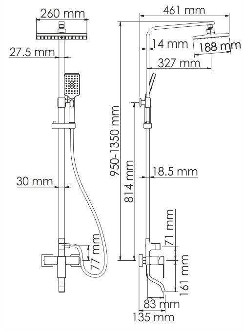 Душевая система WasserKRAFT A16501 купить в интернет-магазине сантехники Sanbest
