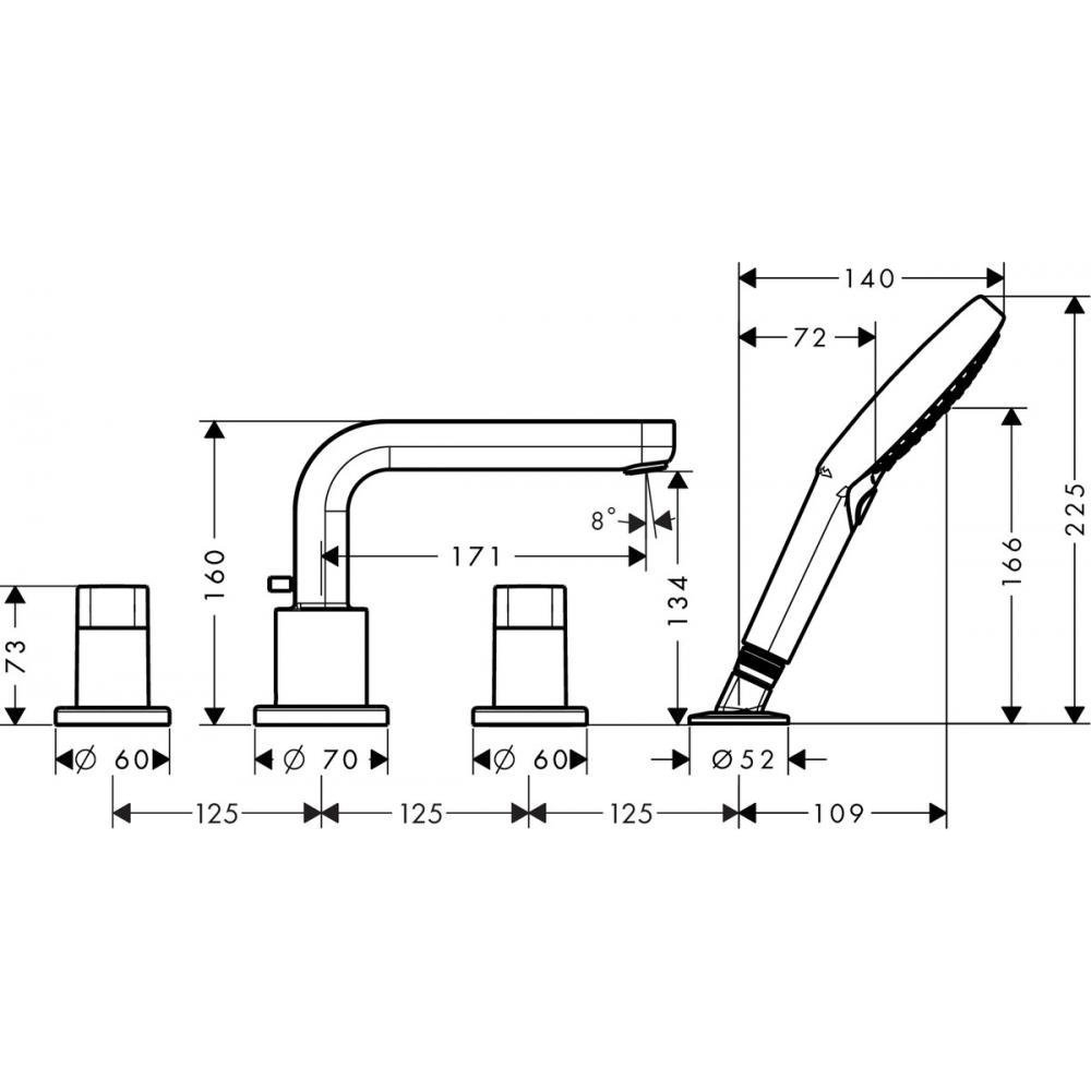 Смеситель для ванны Hansgrohe Metris S 31443000 купить в интернет-магазине сантехники Sanbest