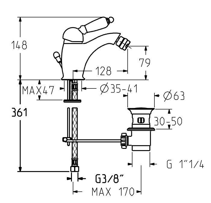 Смеситель для биде Gattoni Orta 2756/27C0 OLD хром купить в интернет-магазине сантехники Sanbest