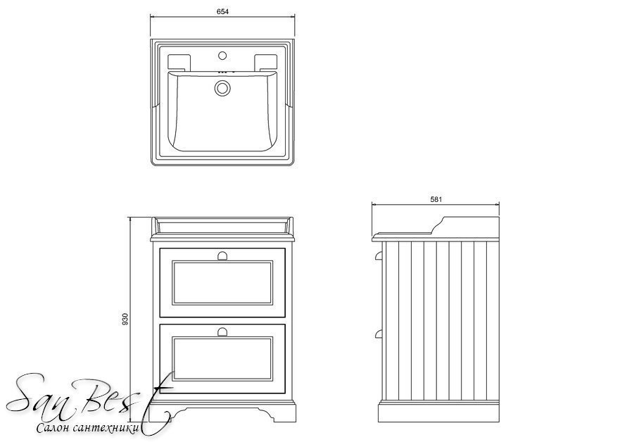 Тумба с раковиной Burlington FF9 для ванной в интернет-магазине Sanbest