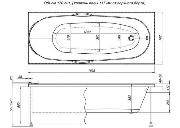 Акриловая ванна Aquanet Dali 170x70 239787 с к/с купить в интернет-магазине Sanbest