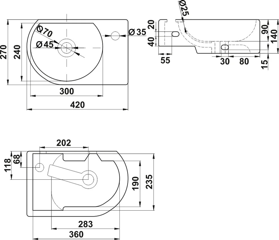 Раковина Melana 7954L-805 белая купить в интернет-магазине Sanbest