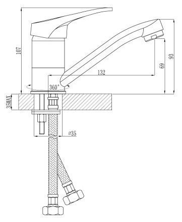 Смеситель для раковины Rossinka B B35-22U купить в интернет-магазине сантехники Sanbest