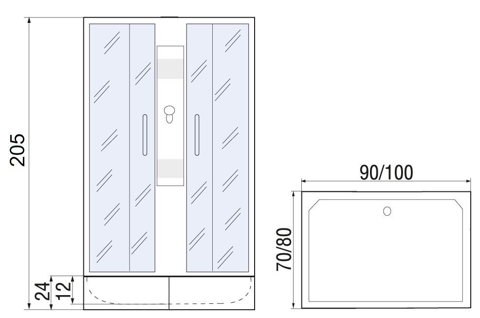 Душевая кабина RIVER QUADRO Б/К 24 100х80 купить в интернет-магазине Sanbest