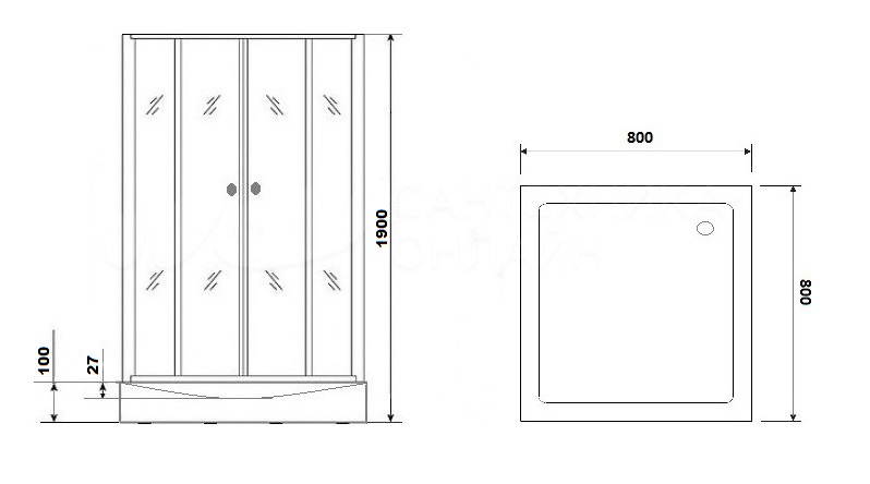 Душевая кабина Parly Frost FQ811B 80х80 купить в интернет-магазине Sanbest