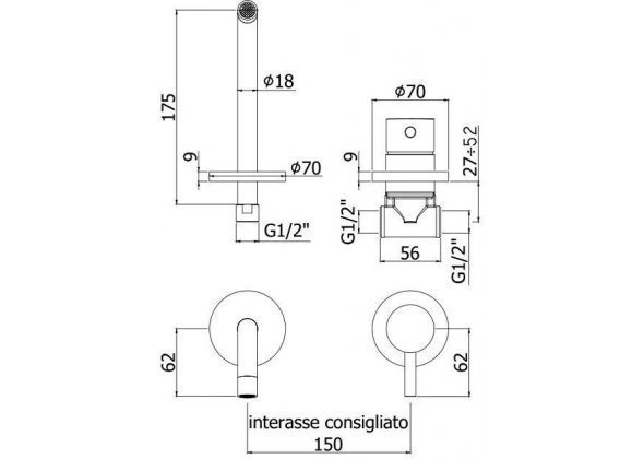 Смеситель для раковины Paffoni Light LIG006NO70 купить в интернет-магазине сантехники Sanbest