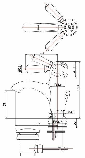 Смеситель для раковины Burlington Chelsea Regent CHR22 хром/ручка белая купить в интернет-магазине сантехники Sanbest