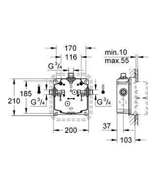 Скрытый монтажный ящик Grohe Eurodisc SE 36014 000 купить в интернет-магазине сантехники Sanbest