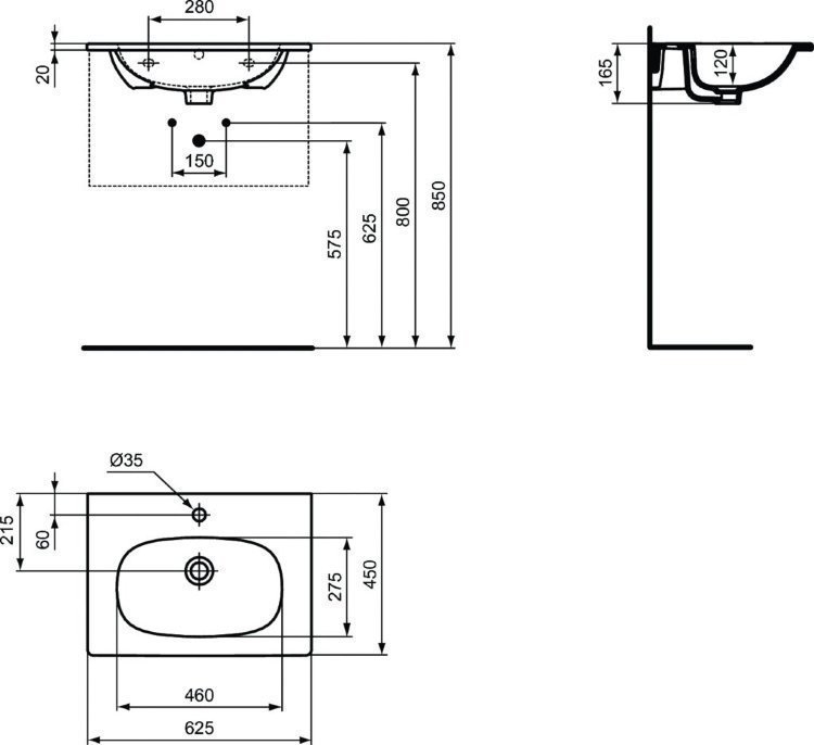 Тумба с раковиной Ideal Standard TESI 60 черная для ванной в интернет-магазине Sanbest