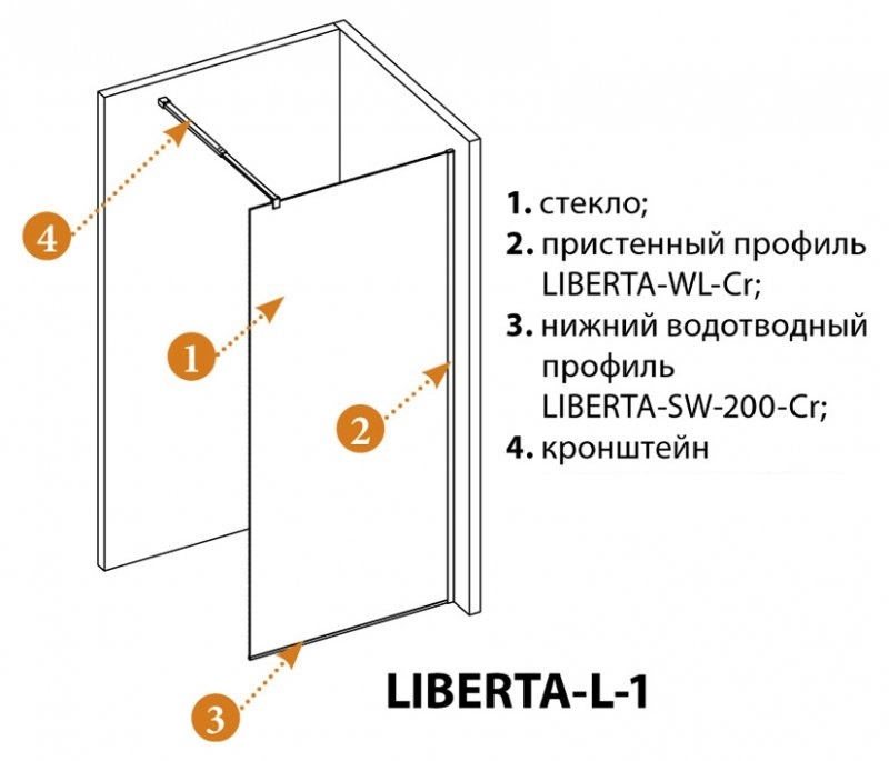 ƒушевое ограждение Cezares LIBERTA-L-1-120-120-GR-NERO стекло тонированное/профиль черный купить в интернет-магазине Sanbest