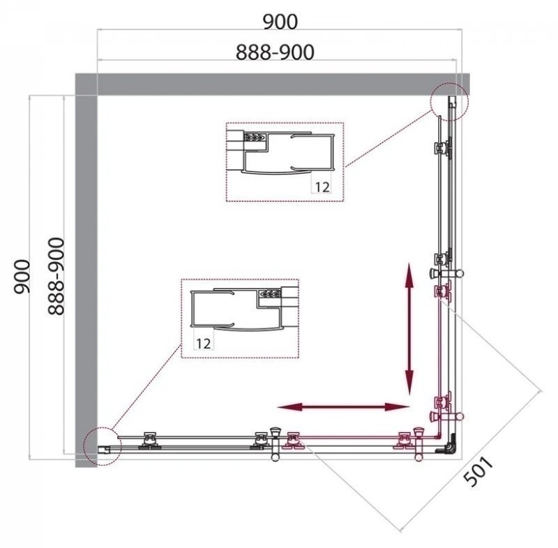 Душевой уголок BelBagno UNO 195-A-2-90 стекло матовое купить в интернет-магазине Sanbest