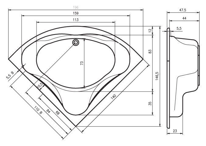 Ванна акриловая Riho Neo 140x140 купить в интернет-магазине Sanbest