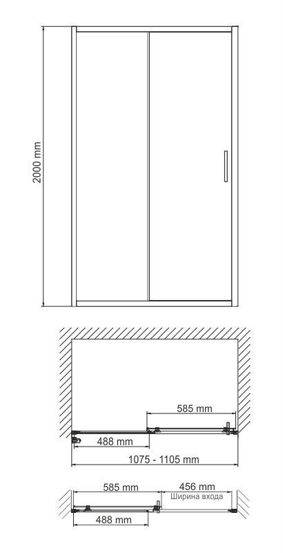 Душевая дверь WasserKRAFT Main 41S 110 купить в интернет-магазине Sanbest