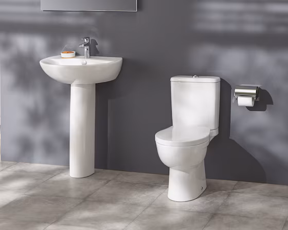 Унитаз напольный Jacob Delafon Patio UJV102-00 безободковый, с бачком, белый купить в интернет-магазине Sanbest