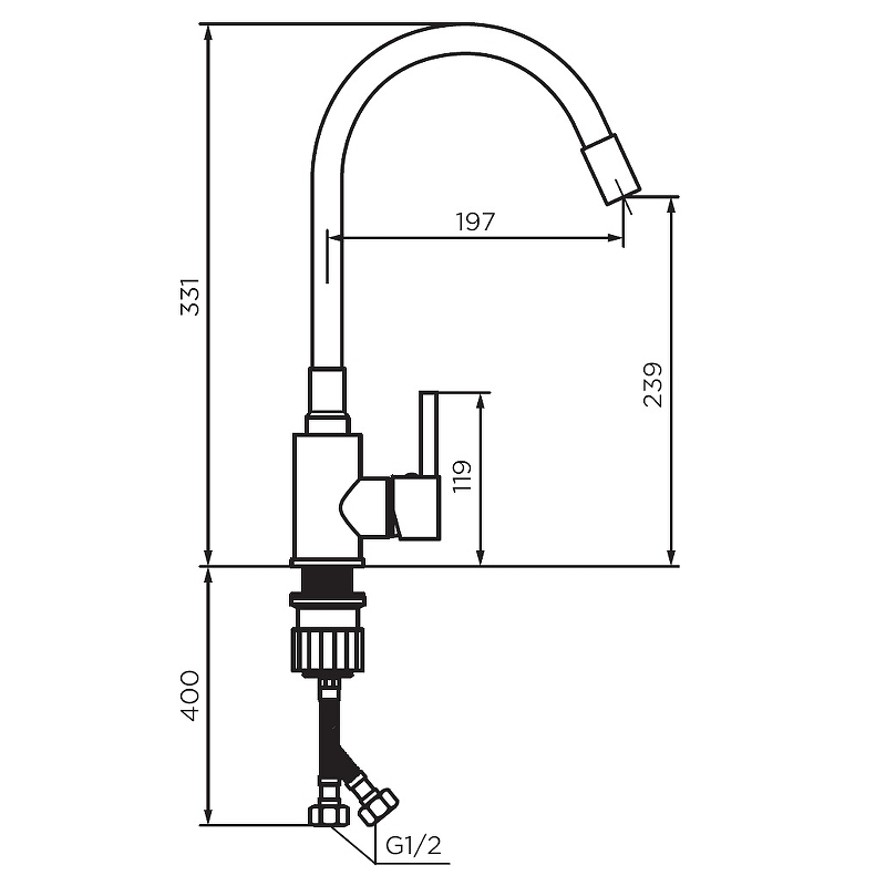 Смеситель для кухни Dorff Logic D3007633 белый/хром купить в интернет-магазине сантехники Sanbest