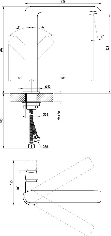 Смеситель для раковины Ravak Flat X070174 черный матовый купить в интернет-магазине сантехники Sanbest