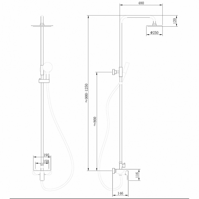 Душевая система Abber Weiss Insel AF8020FW белая матовая купить в интернет-магазине сантехники Sanbest