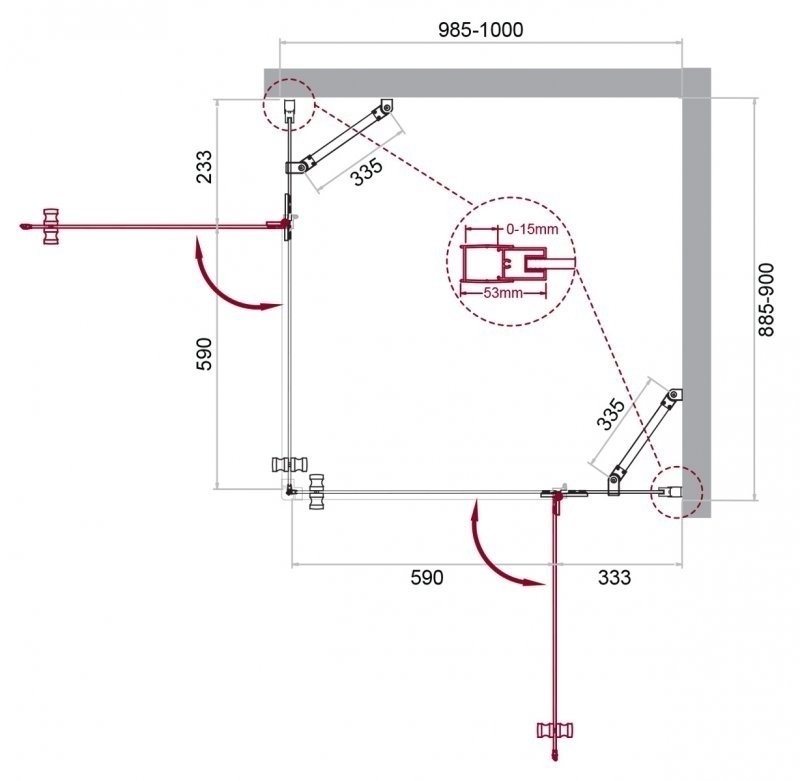 Душевой уголок BelBagno KRAFT AH-22 100x90 прозрачный/хром купить в интернет-магазине Sanbest