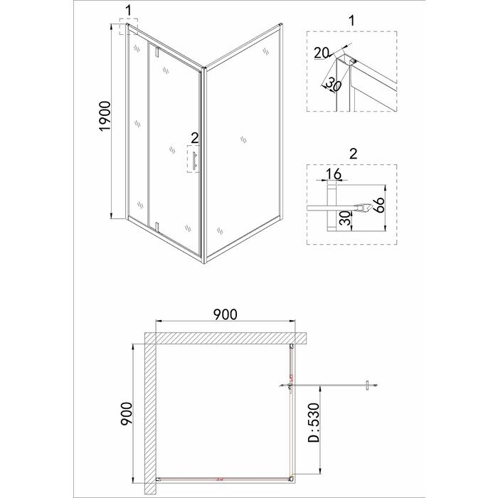 Душевой уголок Niagara Nova NG-82-9AB-A90B 90x90 купить в интернет-магазине Sanbest