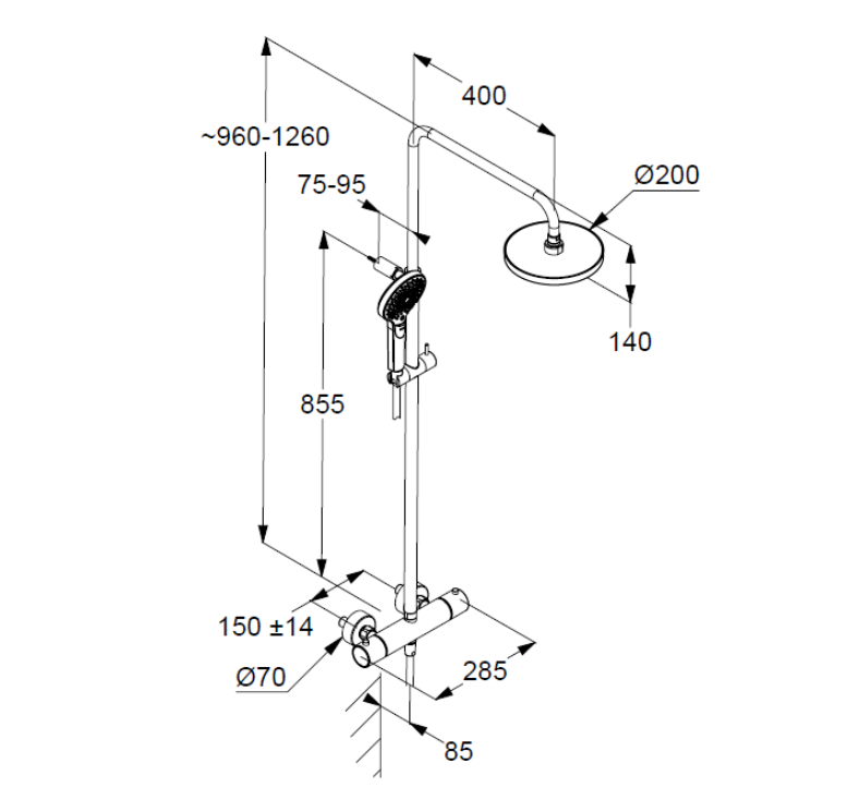 Душевая система KLUDI DIVE DUAL SHOWER SYSTEM 6907905-00 купить в интернет-магазине сантехники Sanbest