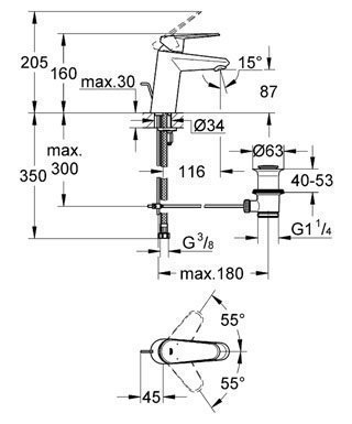 Смеситель для раковины Grohe Eurodisc Cosmopolitan 33190 20E купить в интернет-магазине сантехники Sanbest