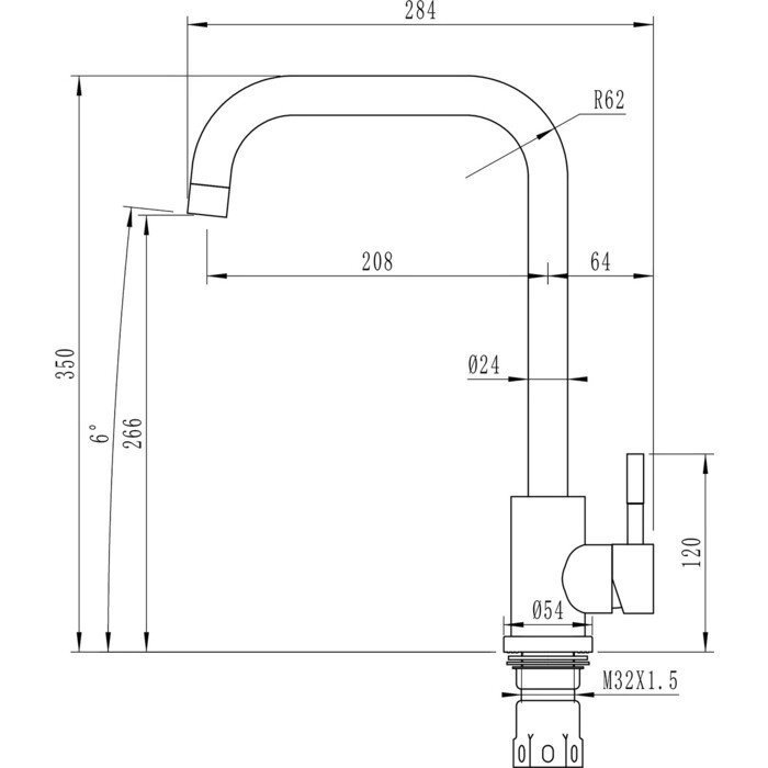 Смеситель для кухни 35k MIXLINE MLSS-0301 купить в интернет-магазине сантехники Sanbest