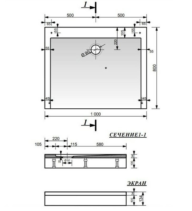 Душевой поддон Эстет Каппа 80x100 белый купить в интернет-магазине Sanbest