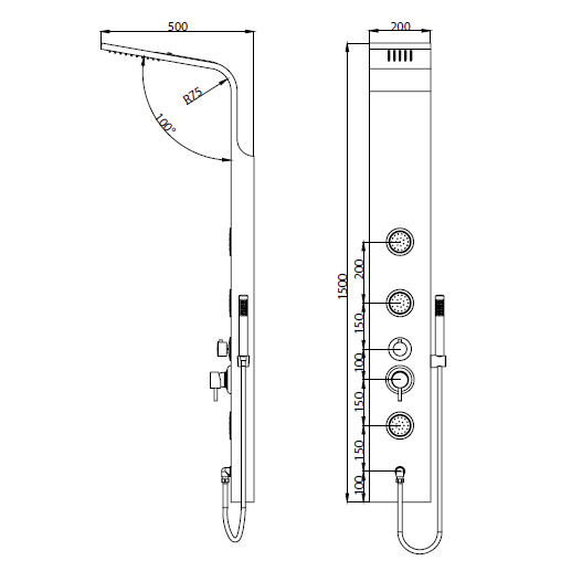 Душевая панель RGW Shower Panels SP-04 черная купить в интернет-магазине сантехники Sanbest