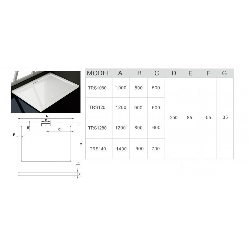 Душевой поддон WeltWasser WW TRS1080 100х80 купить в интернет-магазине Sanbest