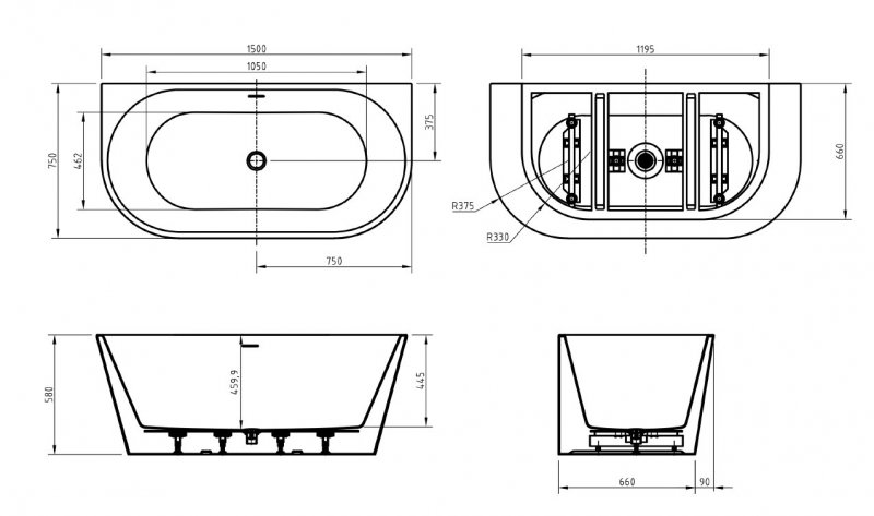 Ванна акриловая BelBagno BB710 150х75 купить в интернет-магазине Sanbest