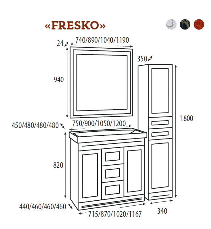 Зеркало Misty Fresko 75x94 краколет черный патина в ванную от интернет-магазине сантехники Sanbest