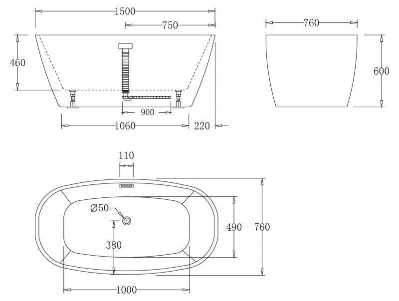 Ванна акриловая BelBagno BB72 150х76 белая купить в интернет-магазине Sanbest