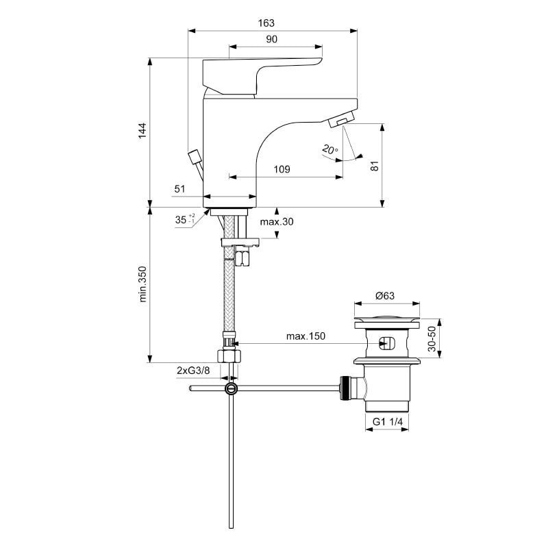 Смеситель для раковины Ideal Standard Ceraplan III B0704AA купить в интернет-магазине сантехники Sanbest