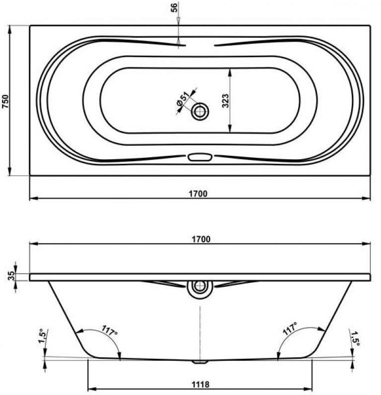 Ванна акриловая Vagnerplast Briana 170x75 купить в интернет-магазине Sanbest