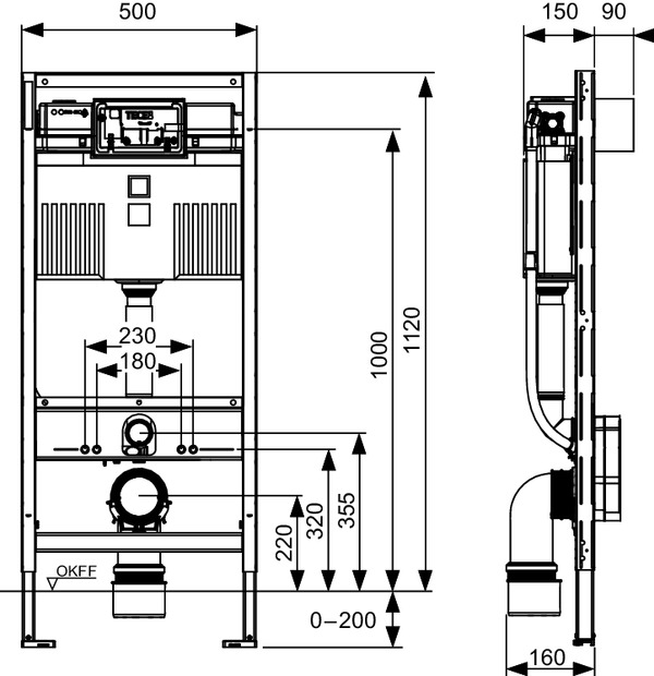 Инсталляция для унитаза-биде TECE Profil 9300379 купить в интернет-магазине сантехники Sanbest