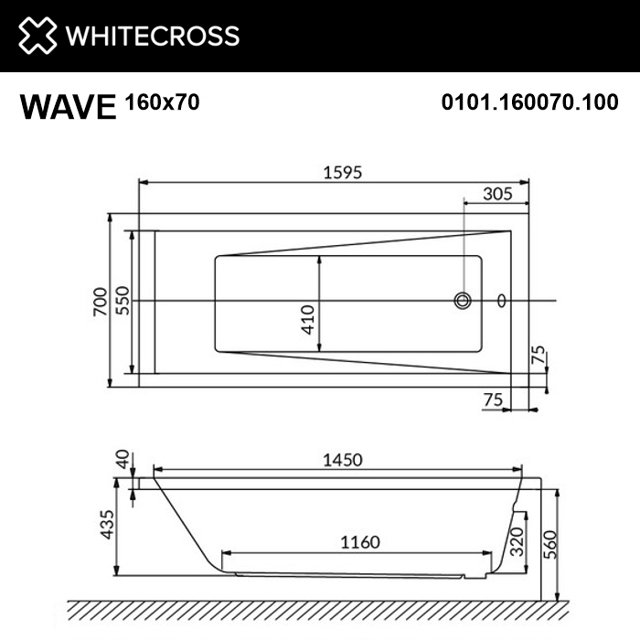 Ванна с гидромассажем WhiteCross WAVE RELAX 160x70 белая/золото купить в интернет-магазине Sanbest