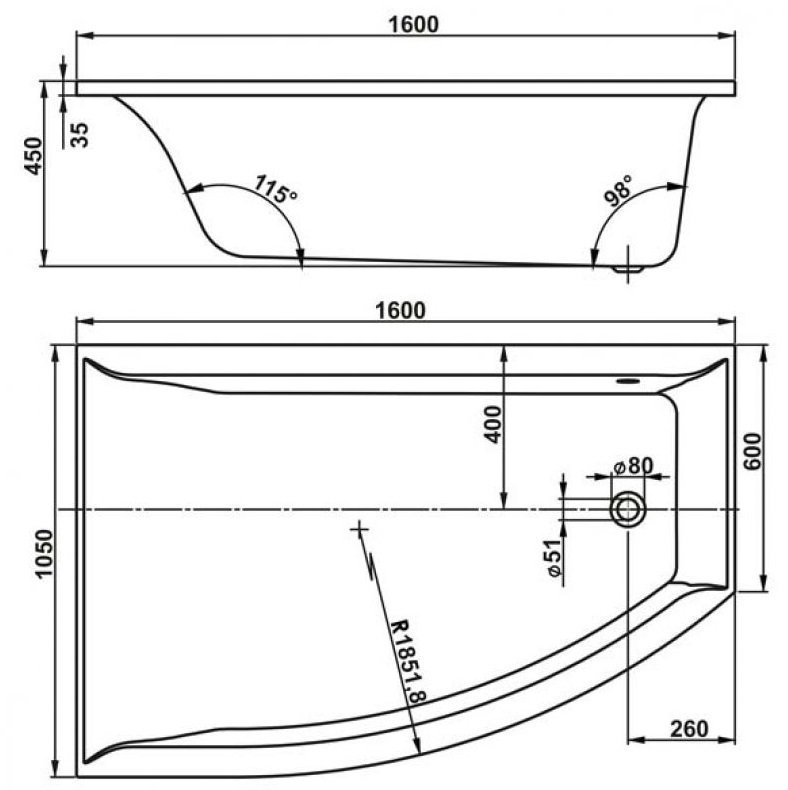 Ванна акриловая Vagnerplast Veronela 160x105 купить в интернет-магазине Sanbest