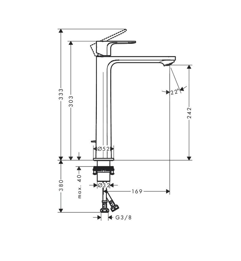 Смеситель для раковины Hansgrohe Rebris E 72581670 черный матовый купить в интернет-магазине сантехники Sanbest