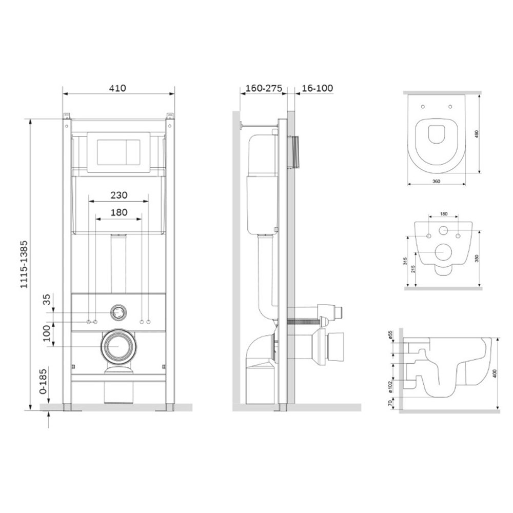 Унитаз подвесной Damixa Sirius DX86.IS10151.1700 белый, с крышкой микролифт, с инсталляцией, безободковый купить в интернет-магазине Sanbest