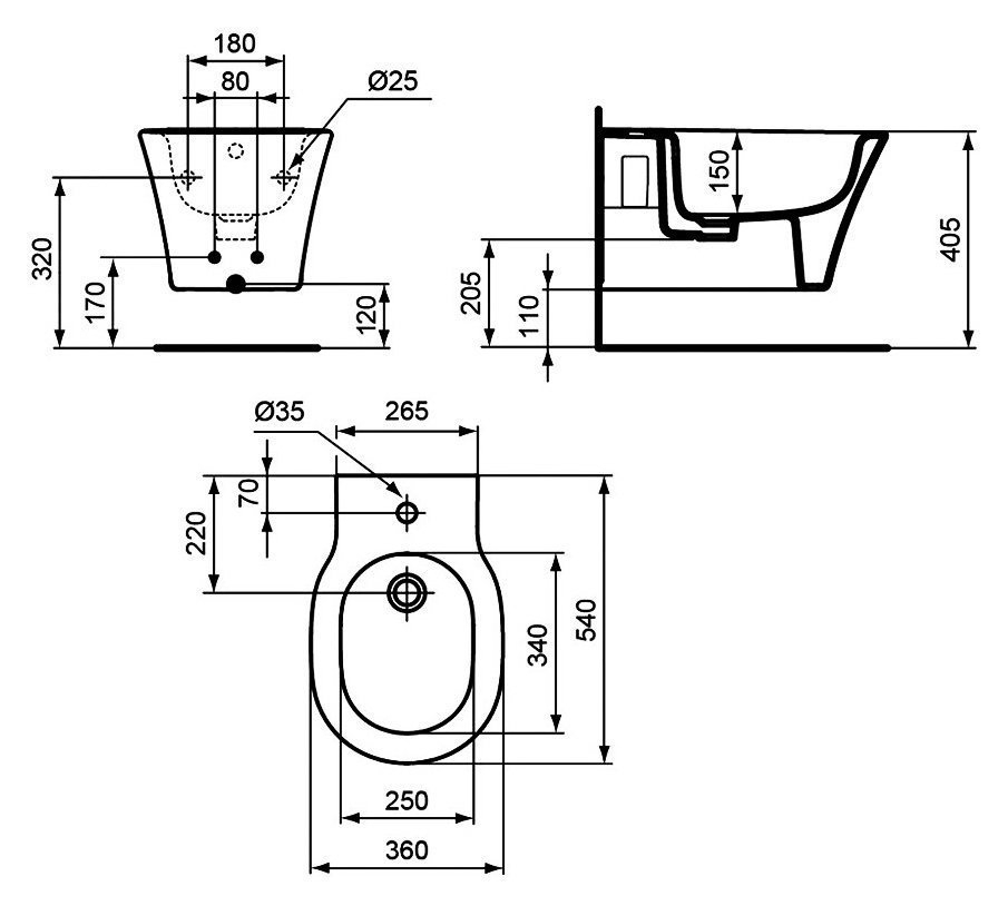 Биде подвесное Ideal Standard Connect Air E026601 купить в интернет-магазине Sanbest