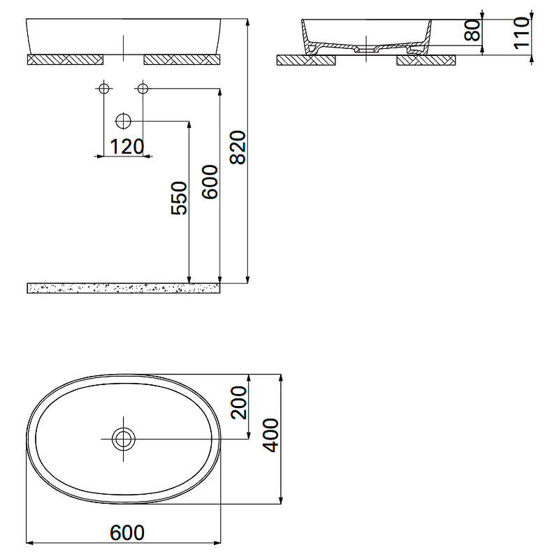 Раковина Creavit Loop 60 LP160-00CB00E-0000 белая купить в интернет-магазине Sanbest