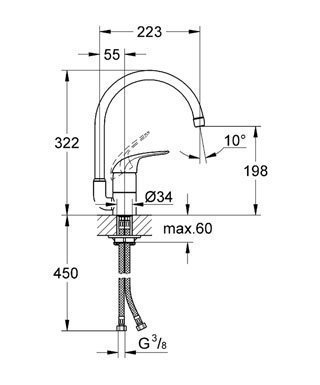 Смеситель для кухни Grohe Euroeco 32752 000 купить в интернет-магазине сантехники Sanbest