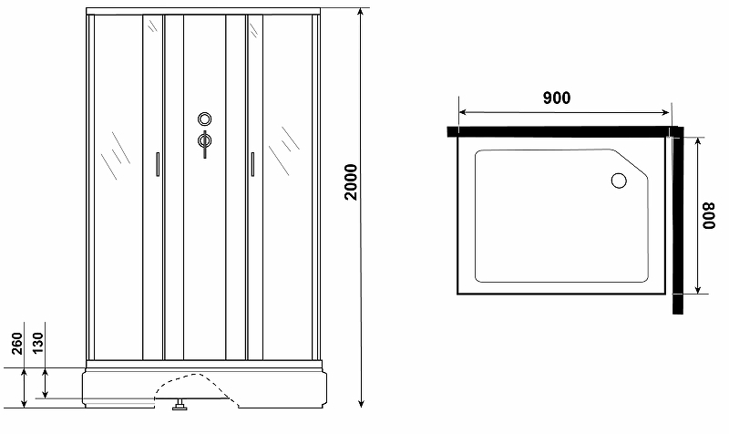 Душевая кабина Niagara Classic NG-33984-14QBKG 90x80 с гидромассажем купить в интернет-магазине Sanbest